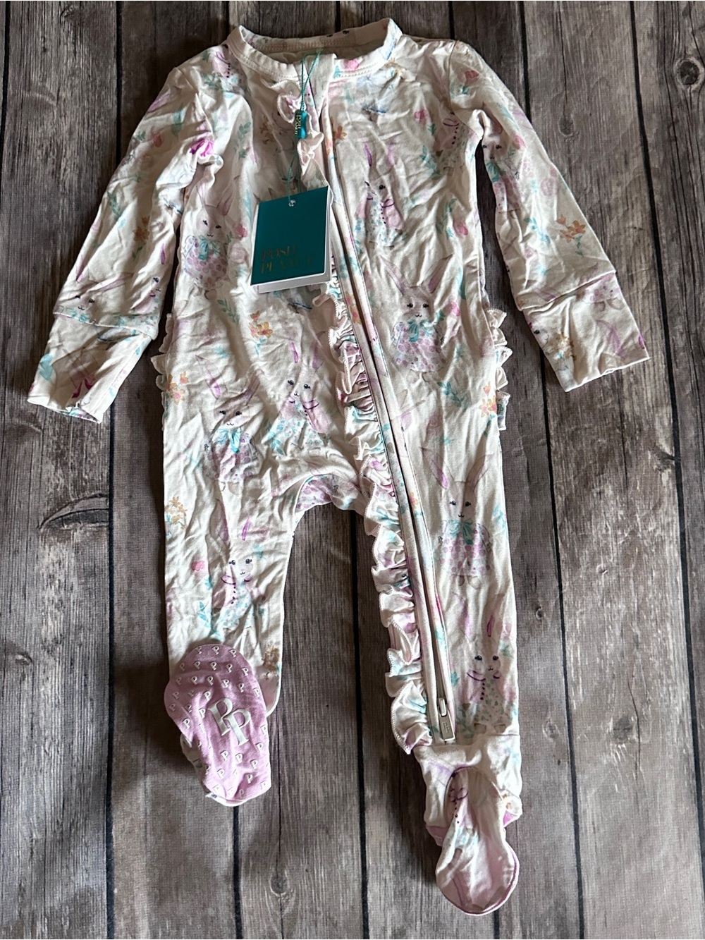 Posh peanut bunny sleeper nwt 3/6